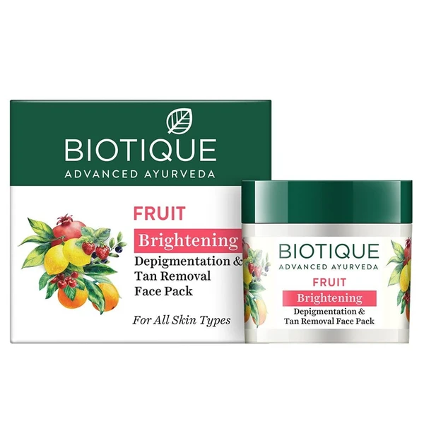 Biotique Fruit Brightening Depigmentation and Tan Removal Face Pack , 75g