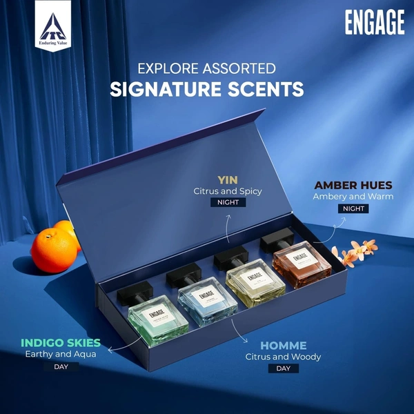 Engage Luxury Perfume Gift Pack for Men, Travel Sized, Assorted Pack, Ideal Birthday Gift, 100ml (25ml X 4)