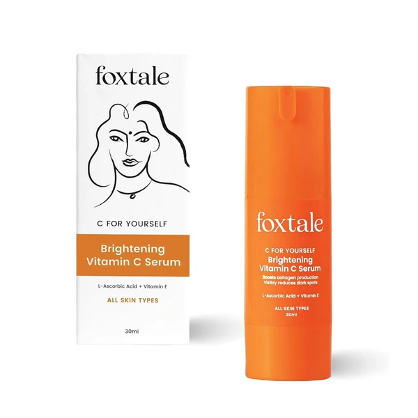 Foxtale FoxTale 15% Vitamin C Face Serum For Glowing Skin,With Pure L-Ascorbic Acid And Vitamin E,Brightening Serum For Dark Spots,Dull Skin,Uneven Skin Tone,Boosts Collagen Production,All Skin Types,30 Ml