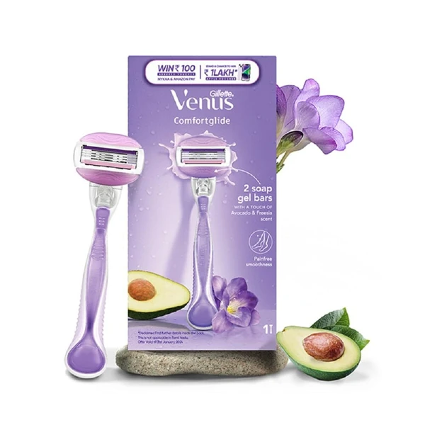 Gillette Venus Comfortglide Hair Removal Razor for Women | 1 Pc | With Avocado Oils