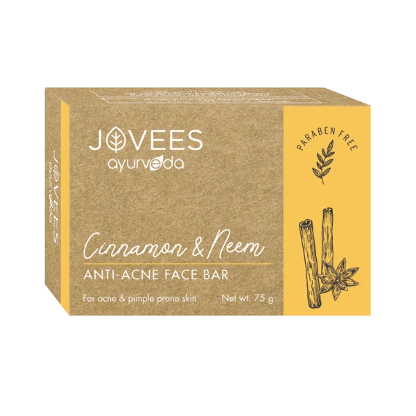 JOVEES HERBAL Jovees Herbal Cinnamon & Neem Anti Acne Face Bar Soap, For Acne And Pimple Prone Skin 75g