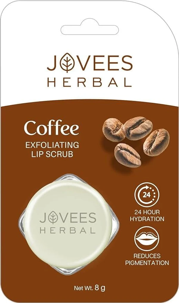 JOVEES HERBAL Jovees Herbal Coffee Exfoliating Lip Scrub | 24 Hour hydration | For Soft and Supple Lips 8g