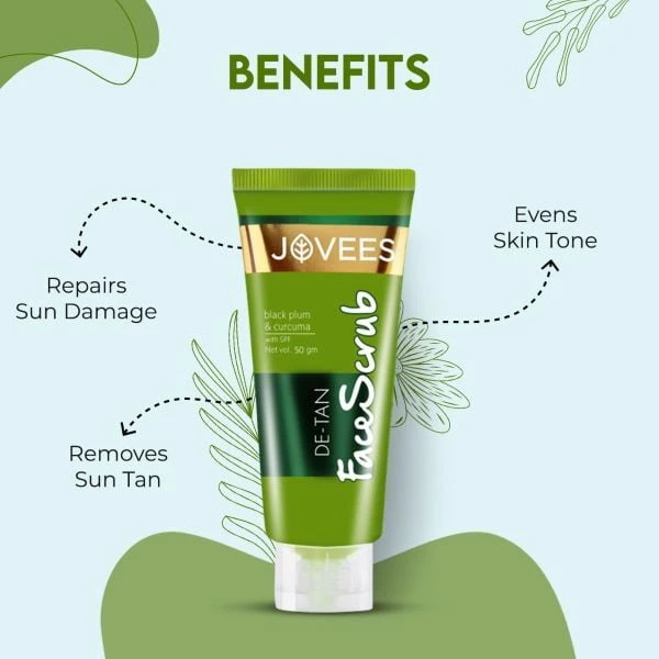 JOVEES HERBAL Jovees Herbal De-tan Face Scrub With SPF Gently Removes Dead Skin | Removes Tanning 100g