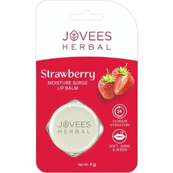 JOVEES HERBAL Jovees Herbal Strawberry Moisture Surge Lip Balm | 24 Hour Hydration | Rejuvenates Dry lips 8g