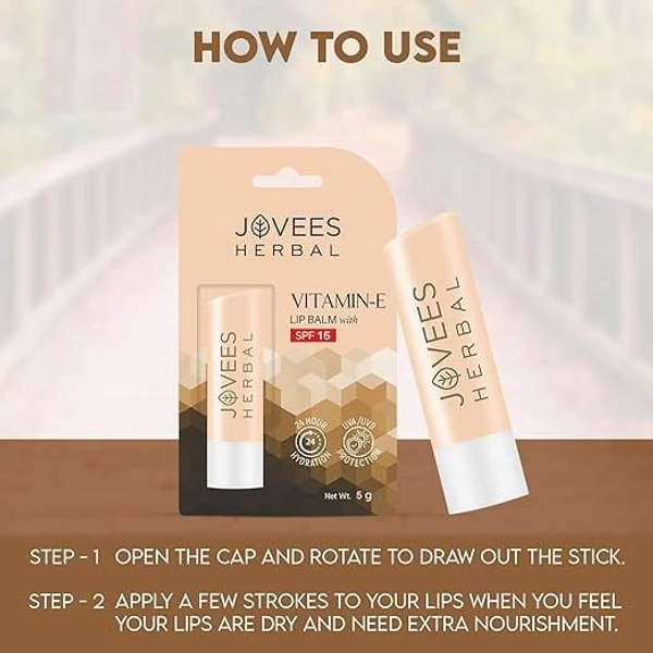 JOVEES HERBAL Jovees Herbal Vitamin E Lip Balm with SPF 15 | 24 Hour Hydration Gives Soft and Supple Lips 5g