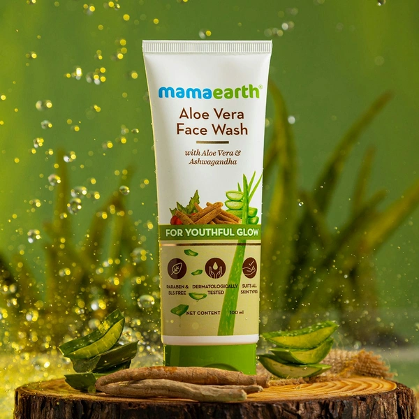 MAMAEARTH Mamaearth Aloe Vera Face Wash with Aloe Vera & Ashwagandha for a Youthful Glow - 100 ml
