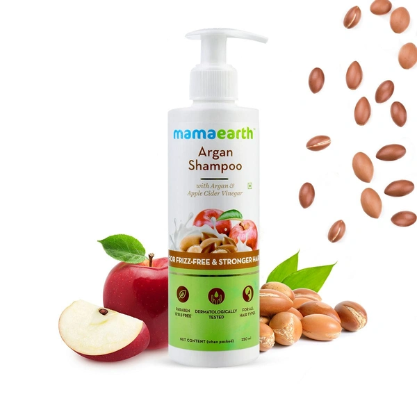 MAMAEARTH Mamaearth Argan Shampoo with Argan and Apple Cider Vinegar for Frizz-free and Stronger Hair, 250 ml