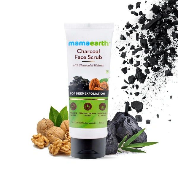 MAMAEARTH Mamaearth Charcoal Face Scrub For Oily Skin and Normal skin, with Charcoal and Walnut for Deep Exfoliation - 100g