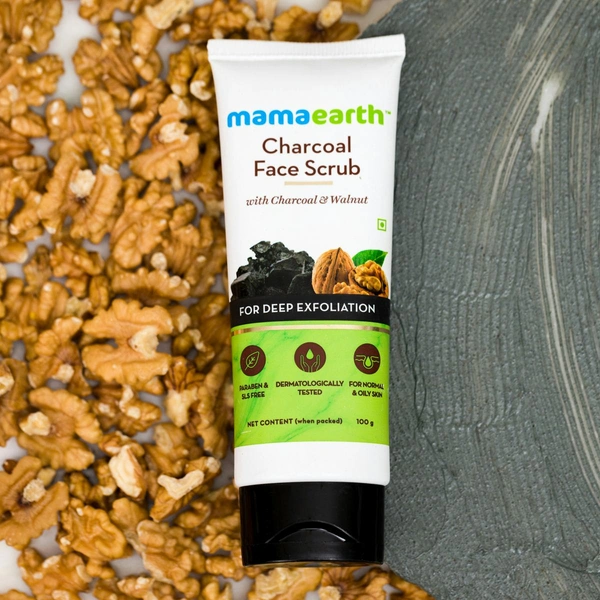 MAMAEARTH Mamaearth Charcoal Face Scrub For Oily Skin and Normal skin, with Charcoal and Walnut for Deep Exfoliation - 100g