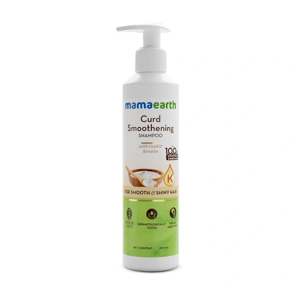 MAMAEARTH Mamaearth Curd Smoothening Shampoo For Women and Men; with Curd & Keratin for Smooth & Shiny Hair- 250 ml; Nourishes Dry Hair and Controls Frizz