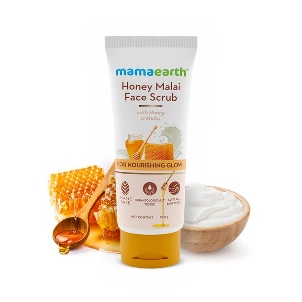MAMAEARTH Honey Malai Face Scrub with Honey & Malai for Nourishing Glow - 100 g