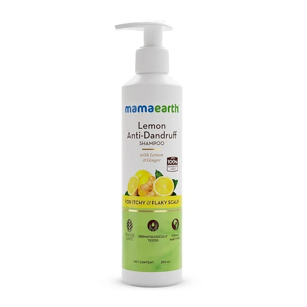 MAMAEARTH Mamaearth Lemon Anti-Dandruff Shampoo with Lemon & Ginger for Itchy & Flaky Scalp – 250 ml