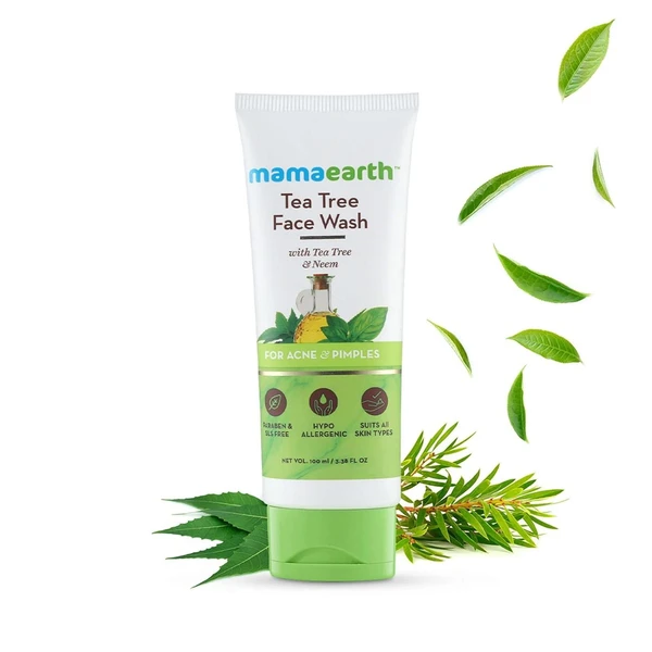 MAMAEARTH Mamaearth Tea Tree Natural Face Wash for Acne & Pimples Wash 100 ml - For Normal & Dry Skin