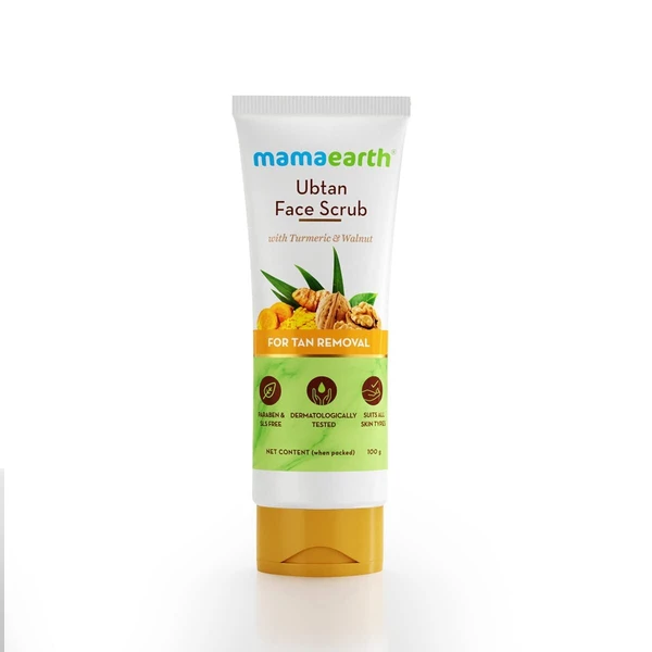 MAMAEARTH Mamaearth Ubtan Scrub For Face with Turmeric & Walnut for Tan Removal - 100g