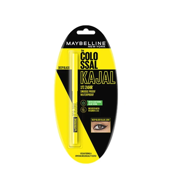 MAYBELLINE Maybelline New York Colossal Kajal, Intense Colour, Waterproof, Long lasting 24Hrs Stay, Black, 0.35g