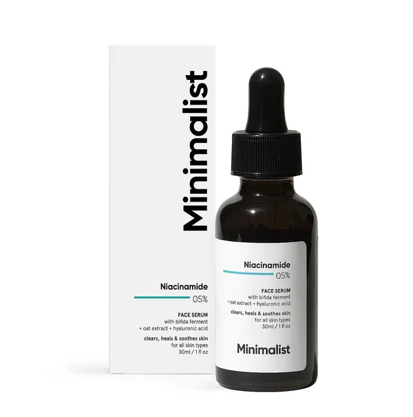 MINIMALIST Minimalist 5% Niacinamide Face Serum for Clear Glowing Skin, Reduces Dullness, Hydrates & Repairs Skin with Vit B3 & Hyaluronic Acid, Day & Night Serum for Dry & Sensitive Skin, For Women & Men,30 ml