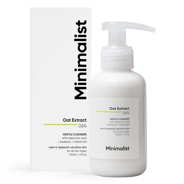 MINIMALIST Minimalist Gentle Cleanser 6% Oat Extract For Sensitive Skin (Dry to Normal) | Sulphate Free | Non-Drying | Fragrance Free | Gentle Face Wash With Hyaluronic Acid (120 ml)