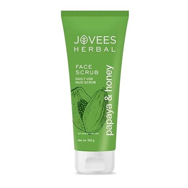 JOVEES HERBAL Papaya & honey Face Scrub | With Honey, Neem & Chamomile Extract | For Normal to Dry Skin - 100g