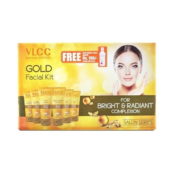 VLCC Gold Facial Kit with FREE Rose Water Toner - 300 g + 100 ml