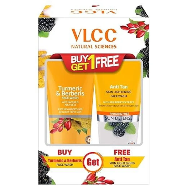 VLCC Turmeric & Berberis Face Wash + Anti Tan Skin Lightening Face Wash -150ml