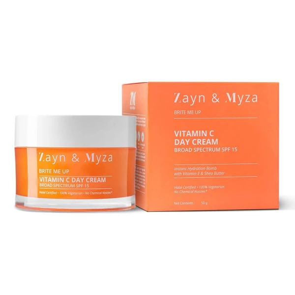 ZM Zayn & Myza ZM Vitamin C Brightening Day Cream | SPF 15 with UVA/UVB Sun Protection | Moisturizer For Glowing skin | Fades Dark Spots | SLS & Paraben Free | For all skin types - 50 gm