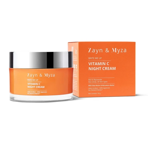 ZM Zayn & Myza ZM Vitamin C Night Cream | Brightening Cream For Rejuvenated & Glowing skin | Fades Dark Spots | For all skin types | SLS & Paraben free - 50gm