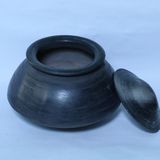 Clay black  Cooking  Handi  Approx 4 LITRE - #000000, Black