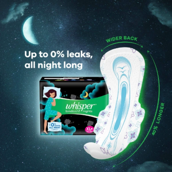 Whisper Bindazzz Nights XL+ - 6 Pads