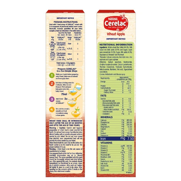 Nestle Cerelac Wheat Apple - 300 gm