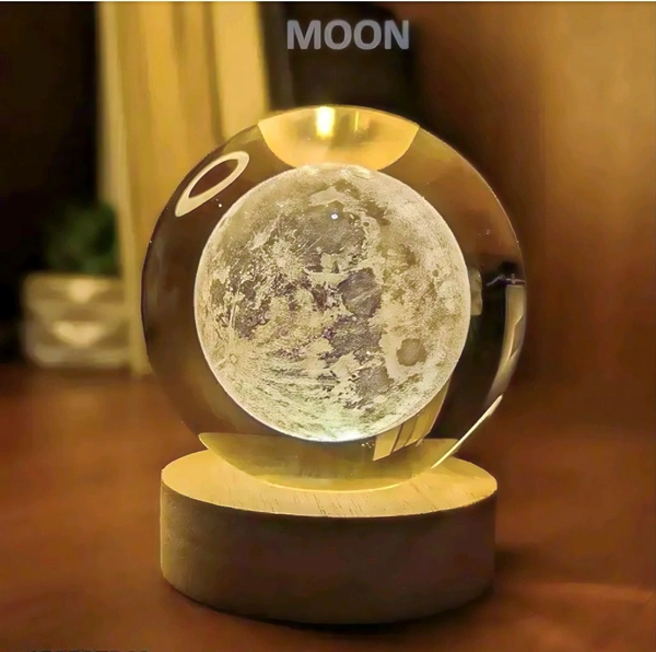 AZANIA 3D Moon Crystal Light Lamp, Night Lamp