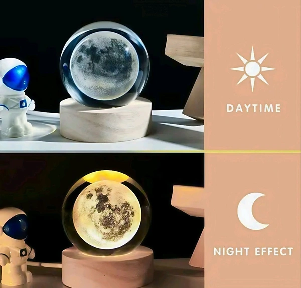 AZANIA 3D Moon Crystal Light Lamp, Night Lamp