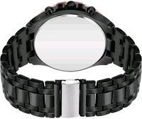 Title: Men's Luxury Chronograph Sports Watch with Black Stainless Steel Band - Black
