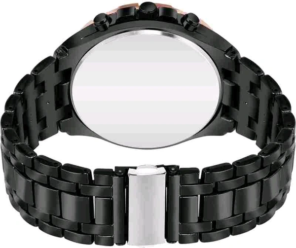 Title: Men's Luxury Chronograph Sports Watch with Black Stainless Steel Band - Black