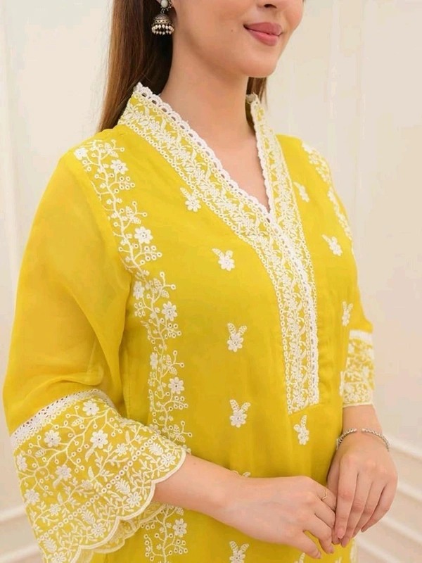 Bolly Clues Bollyclues Kurta And Pant set Georgette - Khaki, Xl