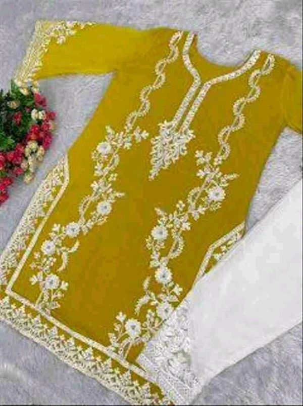 Bolly Clues Bollyclues Kurta And Pant set Georgette - Khaki, Xl