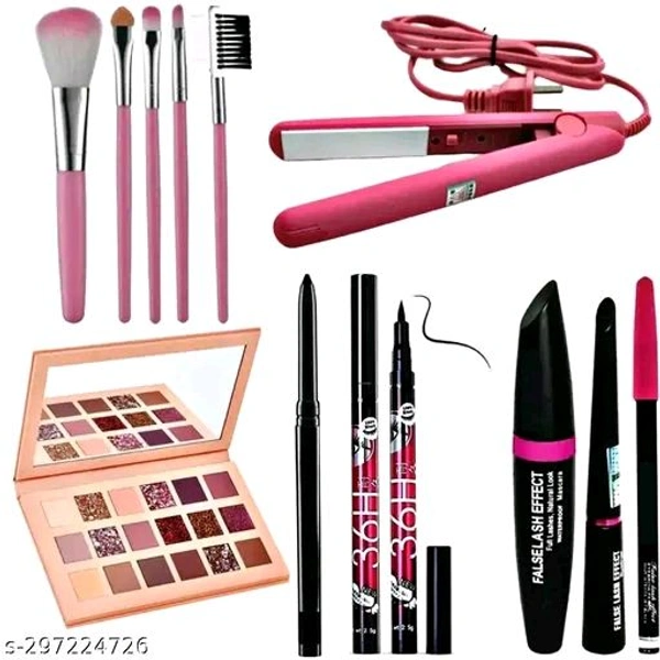 Classy Makeup Combo Of Eyeshadow Makeup Kit, Hair Straightner....
