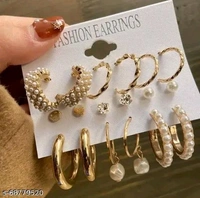 Vembley Combo Of 9 Pair Stunning Gold Plated Earings