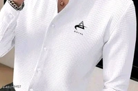 Royal WAFFLE TEXTURE LONG SLEEVE SHIRT - White, XXL