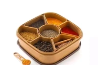 KP Square Masala Box Spice Box, Plastic Square 7 Sections