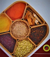 KP Square Masala Box Spice Box, Plastic Square 7 Sections