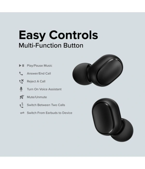Buds Mini In Ear True Wireless (TWS) 25 Hours Playback IPX4(Splash & Sweat Proof) - Black