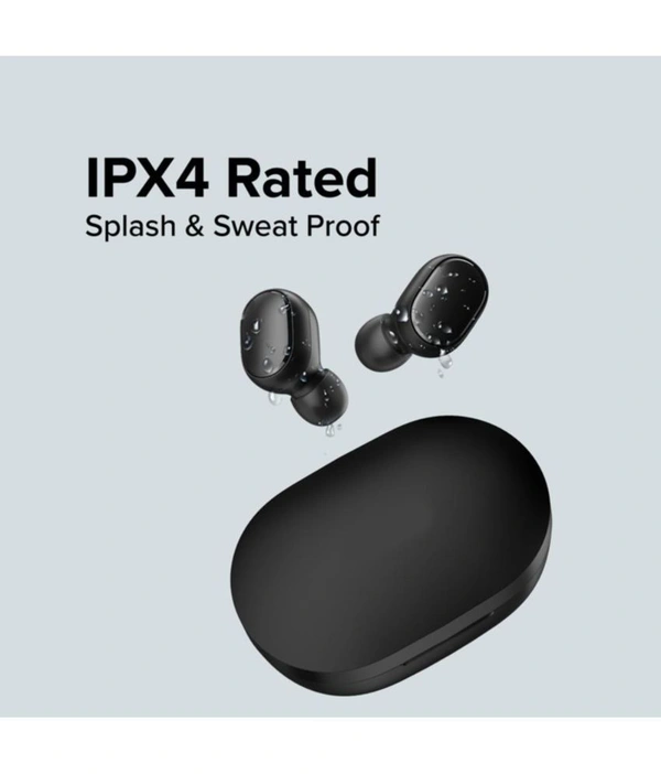 Buds Mini In Ear True Wireless (TWS) 25 Hours Playback IPX4(Splash & Sweat Proof) - Black