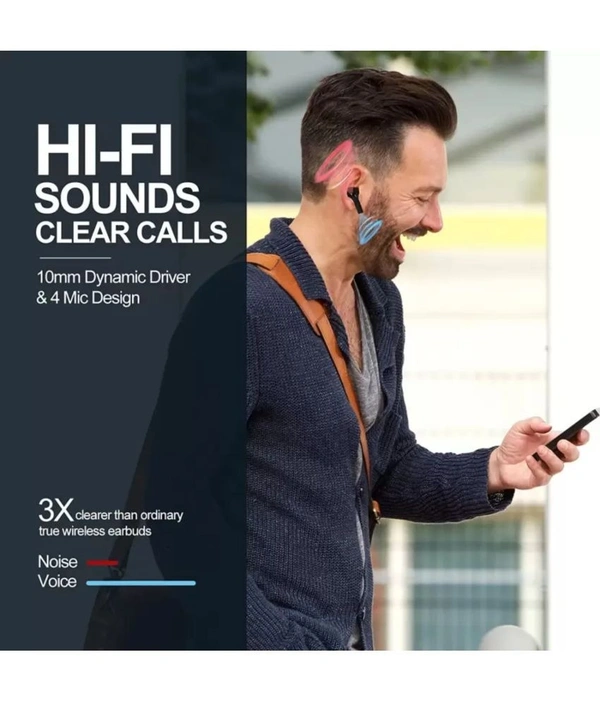  Airbuds Bluetooth True Wireless (TWS) In Ear 25 Hours Playback Powerfull bass,Fast charging IPX4 - Black