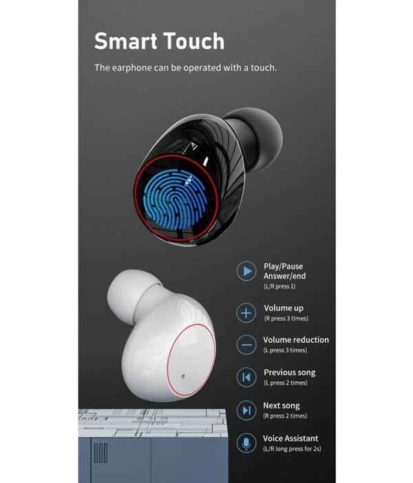 G60 with ENC Bluetooth True Wireless (TWS) In Ear 30 Hours Playback Powerfull bass,Dual pairing IPX4 - Black