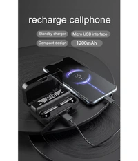 PowerBank Earbuds, In Ear True Wireless (TWS) 280 Hours Playback IPX4(Splash & Sweat Proof) Auto pairLight weight - Black