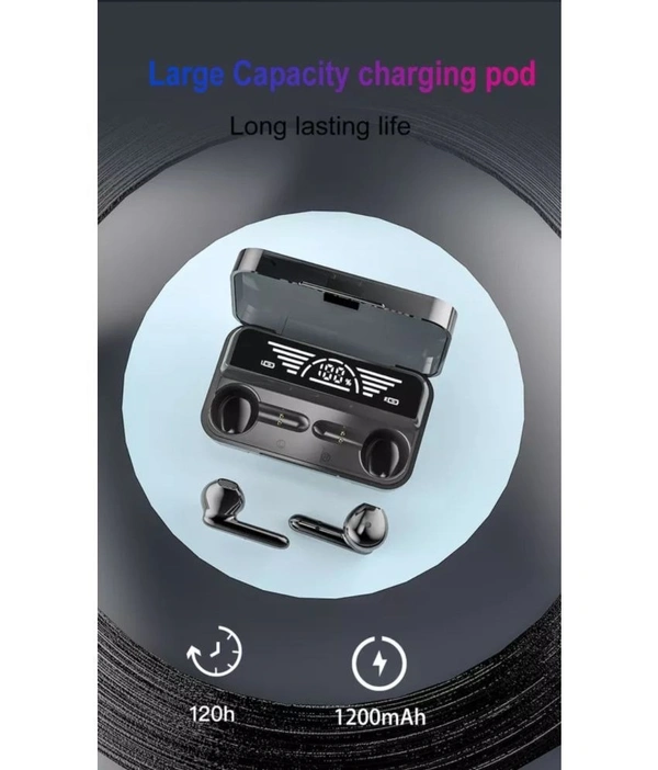 PowerBank Earbuds, In Ear True Wireless (TWS) 280 Hours Playback IPX4(Splash & Sweat Proof) Auto pairLight weight - Black