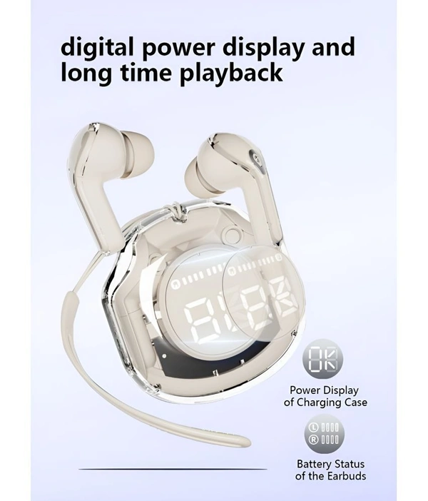  Transparent PRO Bluetooth True Wireless (TWS) In Ear 30 Hours Playback Fast charging,Powerfull bass IPX4 - White