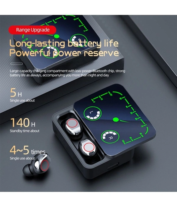  Power with PowerBank In Ear True Wireless (TWS) 65 Hours Playback IPX4(Splash & Sweat Proof) Low Latency - Black
