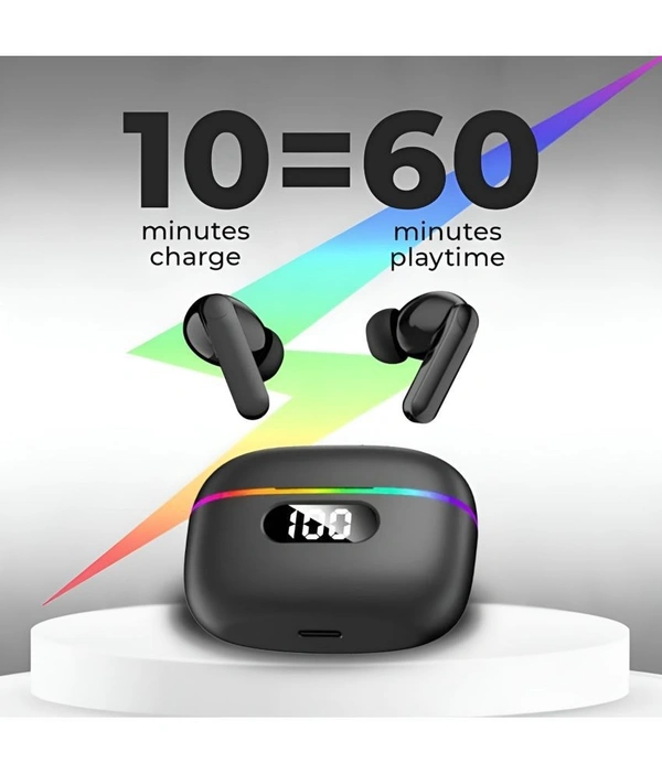 RGb Light Bluetooth True Wireless (TWS) In Ear 40 Hours Playback Powerfull bass,Low Latency IPX4 - Black