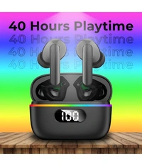 RGb Light Bluetooth True Wireless (TWS) In Ear 40 Hours Playback Powerfull bass,Low Latency IPX4 - Black